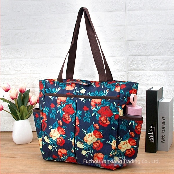 Geantă de umăr, multifuncțională și impermeabilă, model floral, material poliester