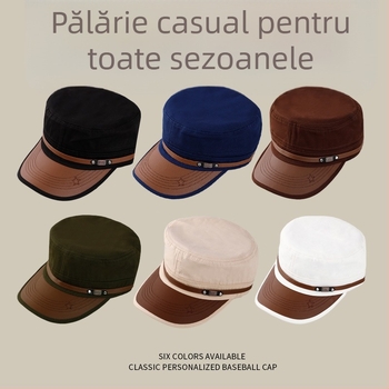 Șapcă plată unisex din bumbac twill, broderie și cozoroc lat
