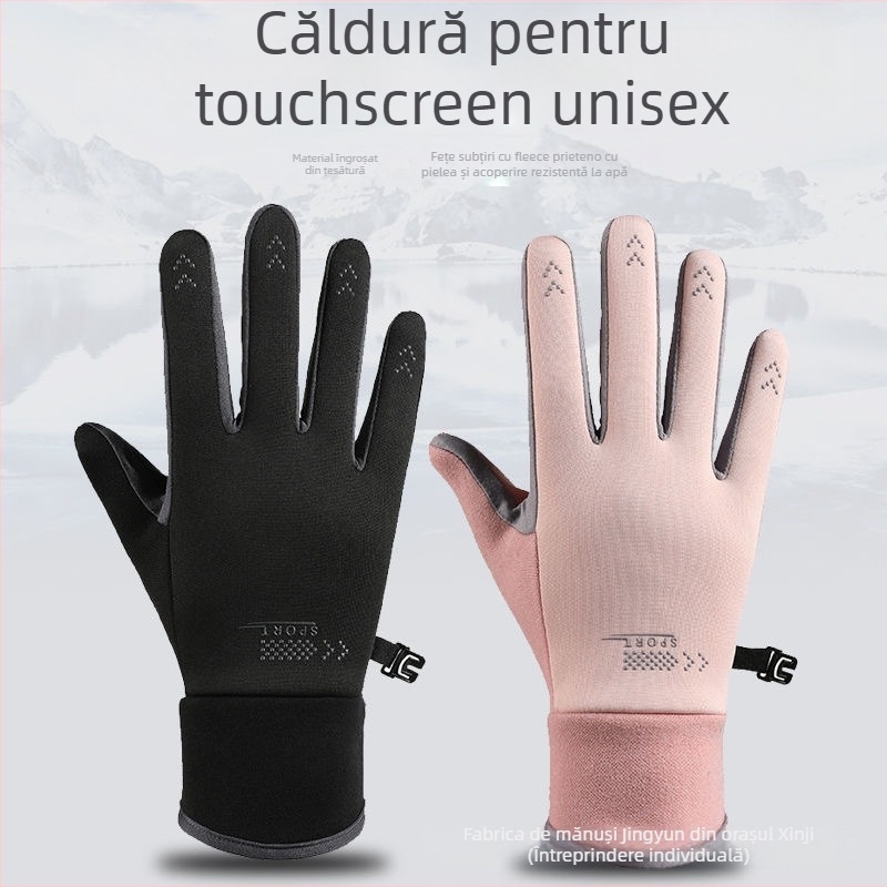 Mănuși pentru ciclism cu degete — unisex, calde, textură catifea, fibră viscose, potrivite pentru iarnă, primăvară și toamnă