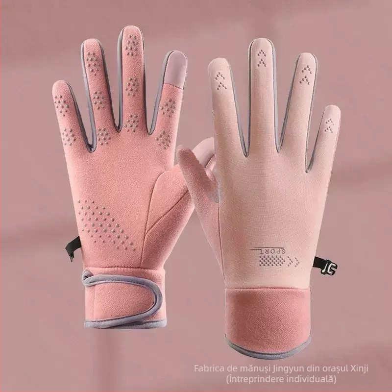 Mănuși pentru ciclism cu degete — unisex, calde, textură catifea, fibră viscose, potrivite pentru iarnă, primăvară și toamnă