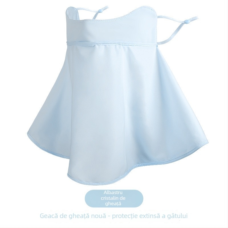 Mască de protecție solară cu fața lungă și guler pentru ciclism outdoor, material ice silk, poliester 81–95%, nylon ≤10%, respirabilă, protecție solară, împotriva prafului