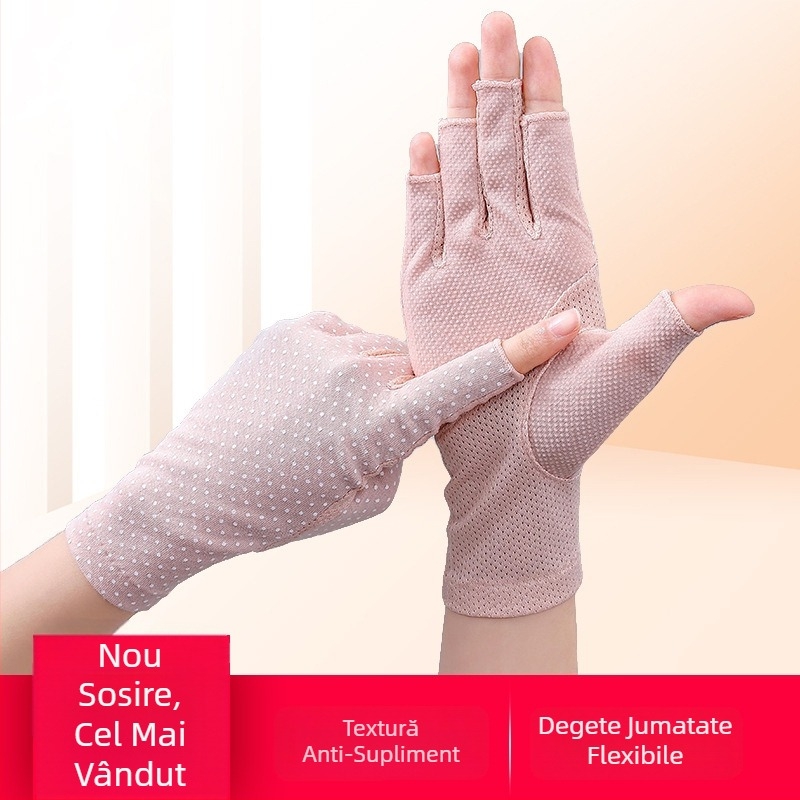 Mănuși feminine cu deget jumătate pentru exterior, model 7039, țesătură din bumbac 51–60%.