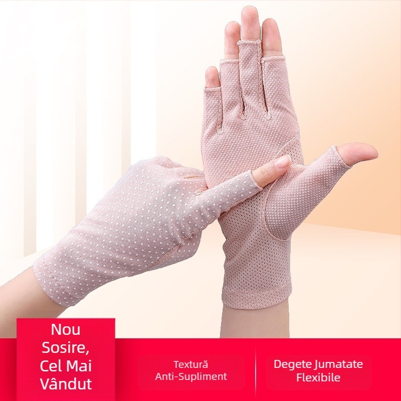 Mănuși feminine cu deget jumătate pentru exterior, model 7039, țesătură din bumbac 51–60%.