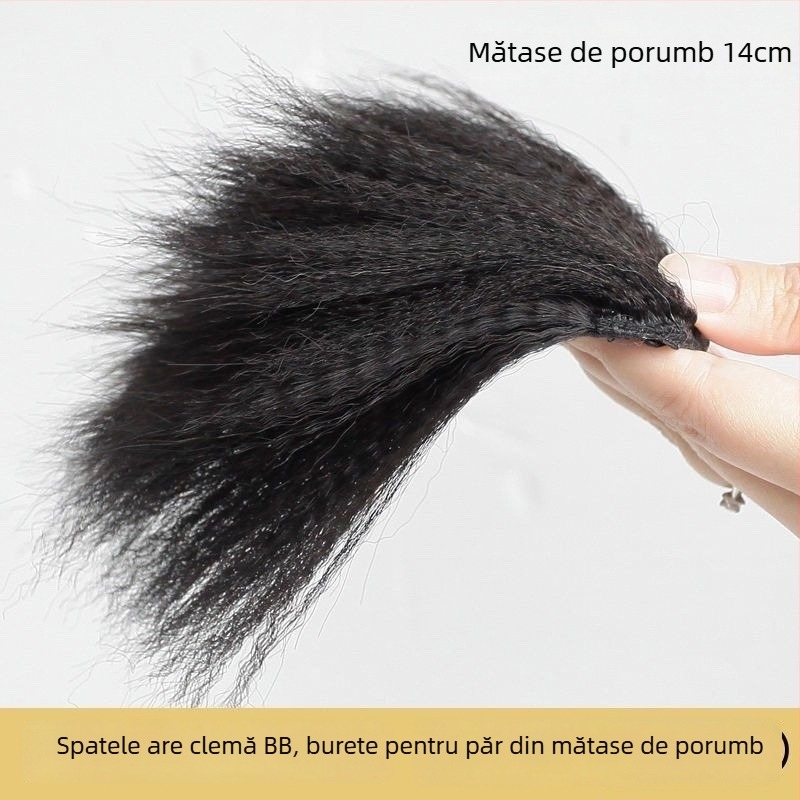 3X pernă pufoasă pentru păr pentru femei cu creștet înalt, pernă realistă a rădăinii părului, patch invizibil