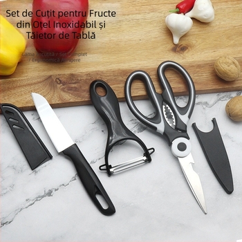 Set de trei foarfeci de bucătărie — oțel inoxidabil, multifuncțional, portabil pentru cămin și în aer liber