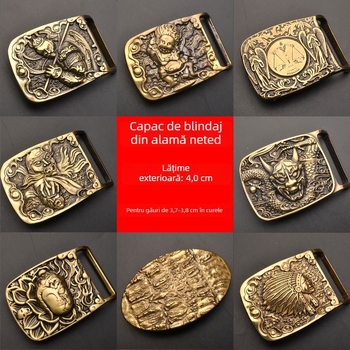 Cataramă de curea cu model crocodil, din cupru, unisex, cataramă netedă, formă oval-pătrată