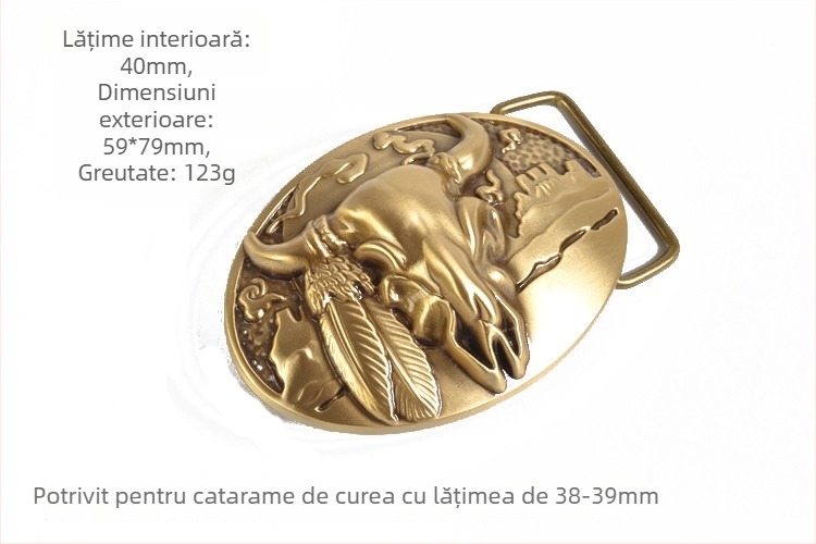 Cataramă de curea din alamă pentru bărbați, placă netedă, accesorii lucrate manual