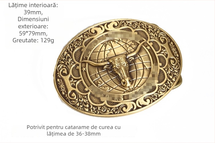 Cataramă de curea din alamă pentru bărbați, placă netedă, accesorii lucrate manual