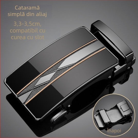 Curea pentru bărbați din aliaj cu cataramă automată, cataramă pătrată, stil business, personalizare disponibilă
