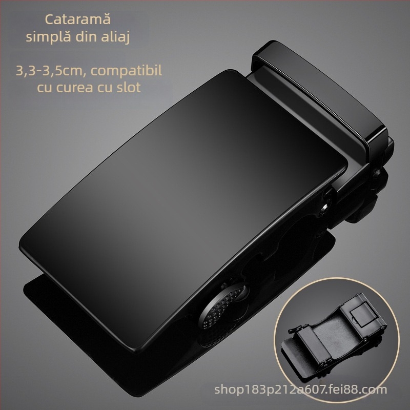 Curea pentru bărbați din aliaj cu cataramă automată, cataramă pătrată, stil business, personalizare disponibilă