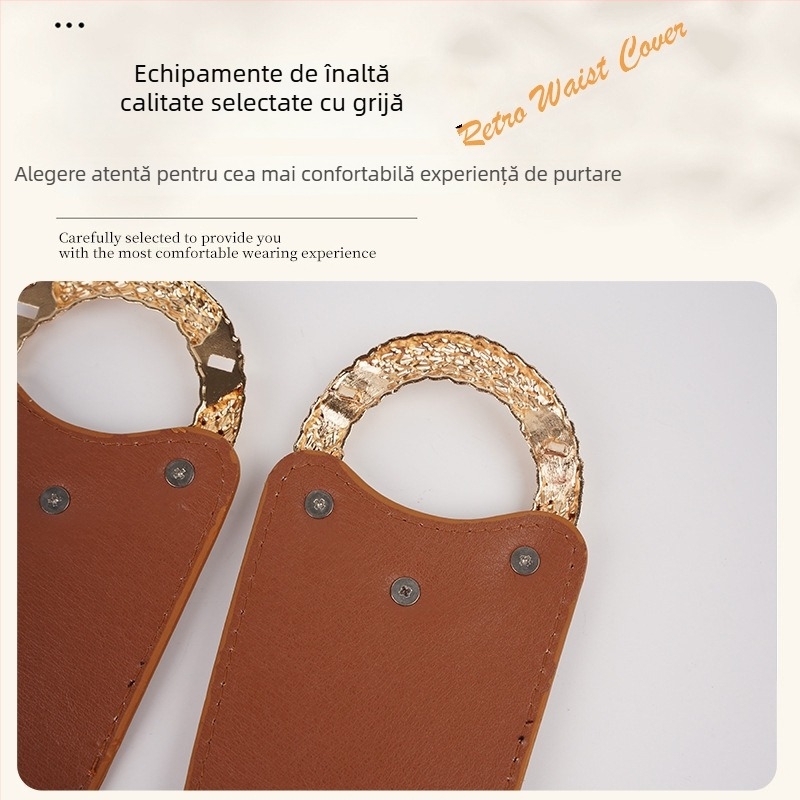 Centură elastică lată pentru rochii – PU piele, Unisex, 80–100 cm, cataramă simplă, stil versatil