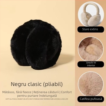 EZ103 Ear Muffs pentru femei — pliabile, anti vânt, calde, poliester, iarnă