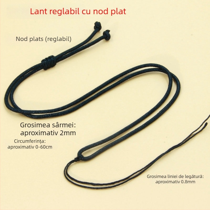 Colier reglabil cu șnur împletit, brand DIY, fără metal