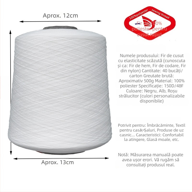 Ață de cusut Copy Edge Line, 150D poliester elastic, marca Yihan, pentru mănuși, textile de casă, îmbrăcăminte și perdele