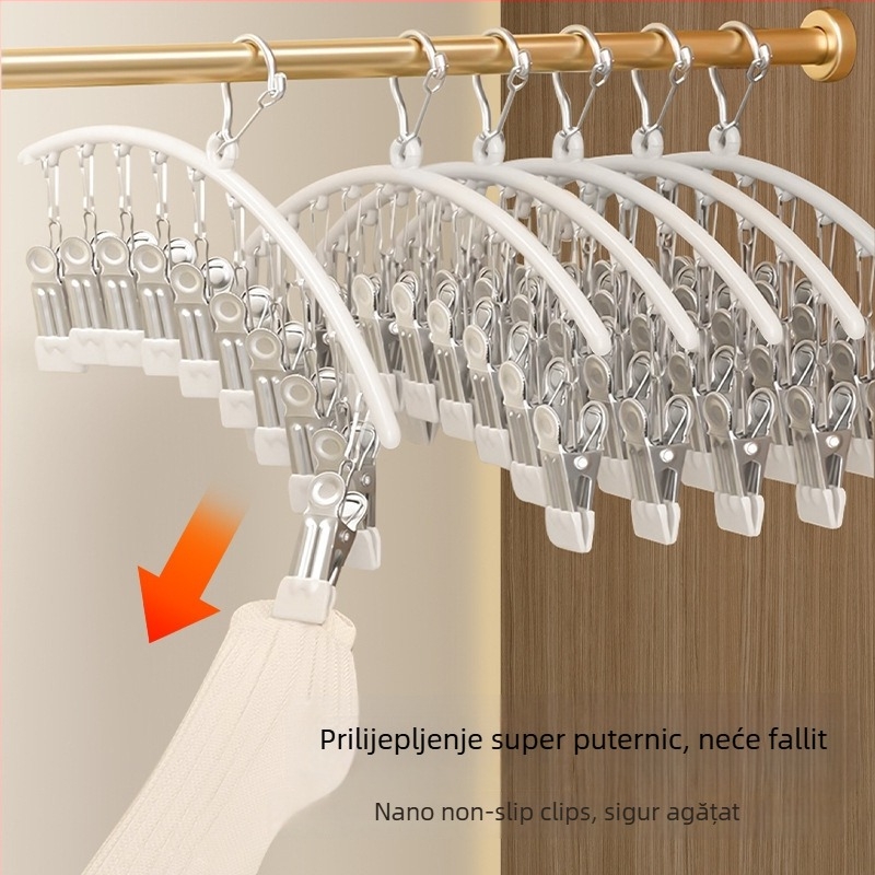 Clipuri de uscare din oțel inoxidabil cu strat plastic, 10 clipuri, anti-alunecare, nepliabile, pentru haine, eșarfe și cravate