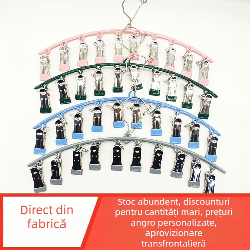 Clipuri de uscare din oțel inoxidabil cu strat plastic, 10 clipuri, anti-alunecare, nepliabile, pentru haine, eșarfe și cravate