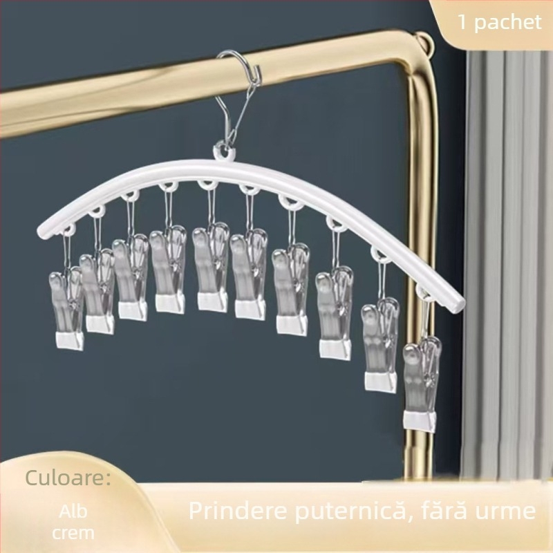 Clipuri de uscare din oțel inoxidabil cu strat plastic, 10 clipuri, anti-alunecare, nepliabile, pentru haine, eșarfe și cravate
