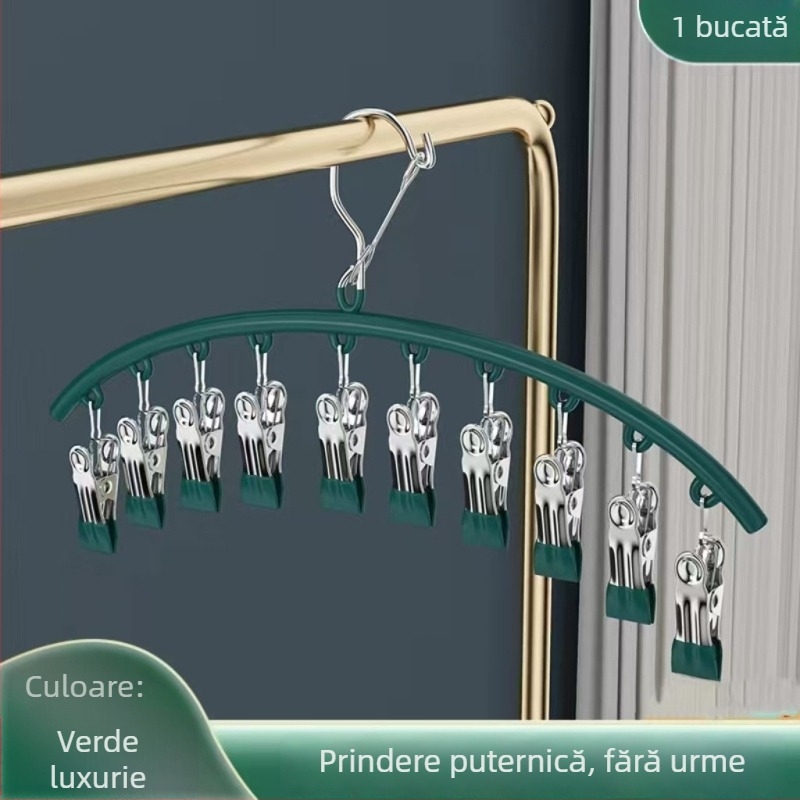 Clipuri de uscare din oțel inoxidabil cu strat plastic, 10 clipuri, anti-alunecare, nepliabile, pentru haine, eșarfe și cravate