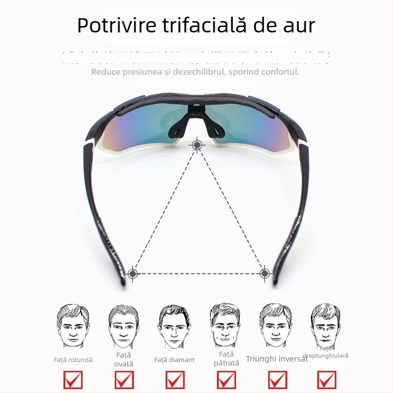 Ochelari de ciclism polarizați, ramă TR-90, protecție împotriva vântului, ramă completă, model Jh-161, poduri nazale reglabile