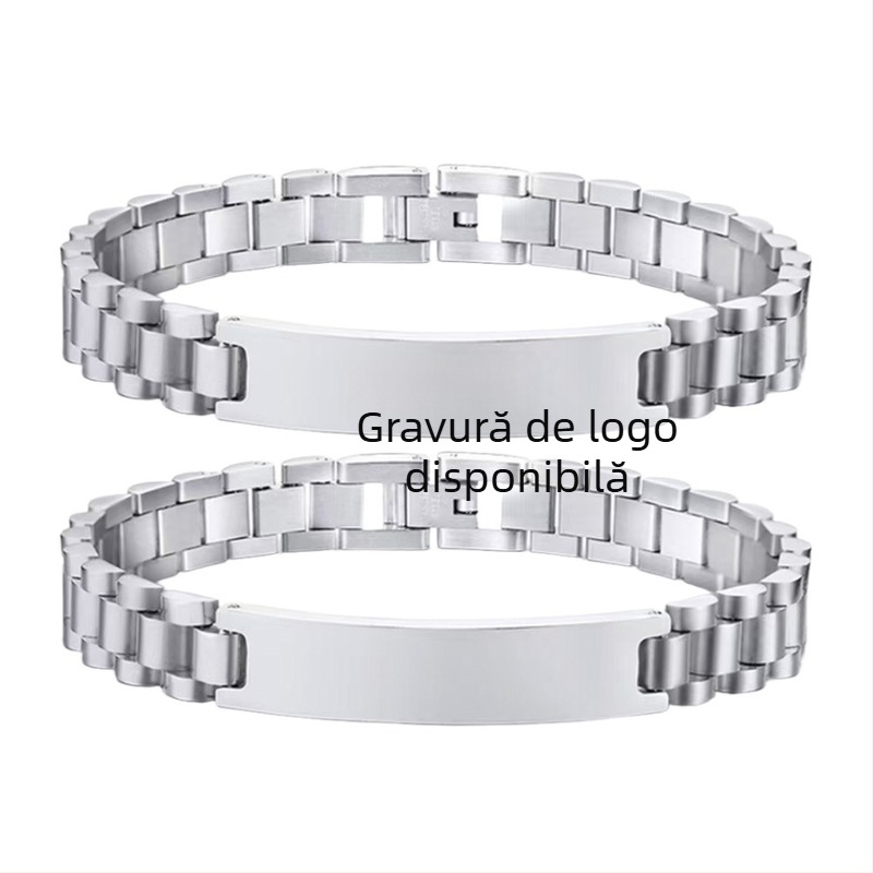 Brățară pentru ceas din oțel inoxidabil, curea cu design geometric, unisex, reglabilă și personalizabilă