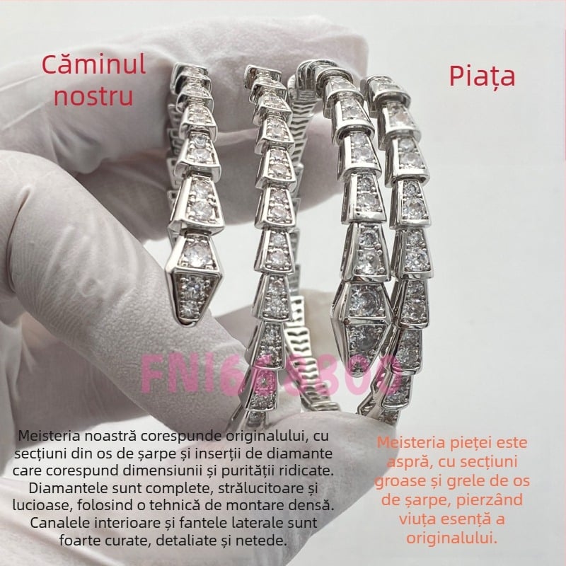 Brățară șarpe cu design deschis, Material: V gold; Tratare cu diamant; Greutate: 16.5; Sezon: Primăvara 2025