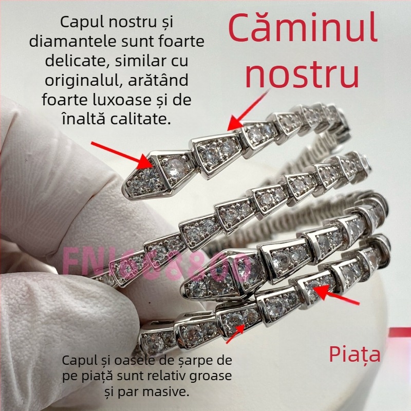 Brățară șarpe cu design deschis, Material: V gold; Tratare cu diamant; Greutate: 16.5; Sezon: Primăvara 2025