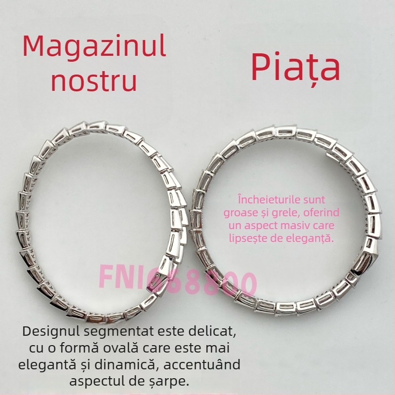 Brățară șarpe cu design deschis, Material: V gold; Tratare cu diamant; Greutate: 16.5; Sezon: Primăvara 2025