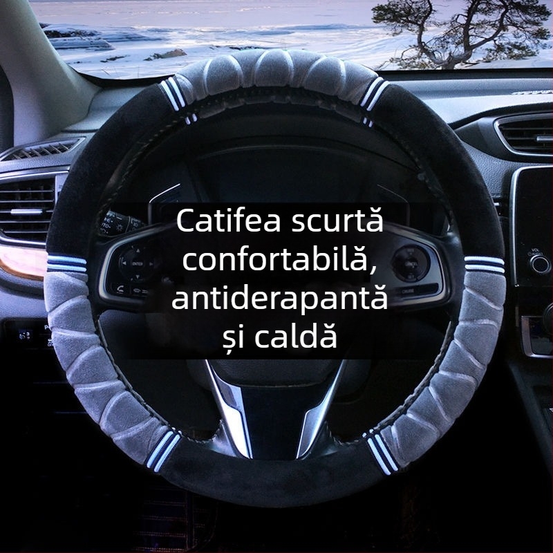 Husă de volan din pluș, pentru toate anotimpurile, stil sport, montaj pentru mașini speciale