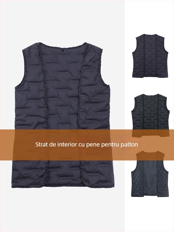 Captuseala palto, stil minimalist, croială mulat, cu nasturi pe un rând, fără guler, țesătură din bumbac