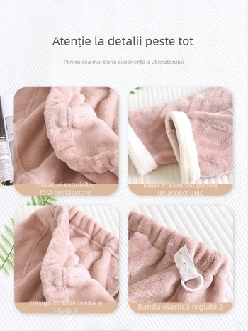 Pantaloni de pijama pentru gravide, călduroși din polar coral, susținere abdominală, croială lejeră, poliester 95%+, iarna 2024