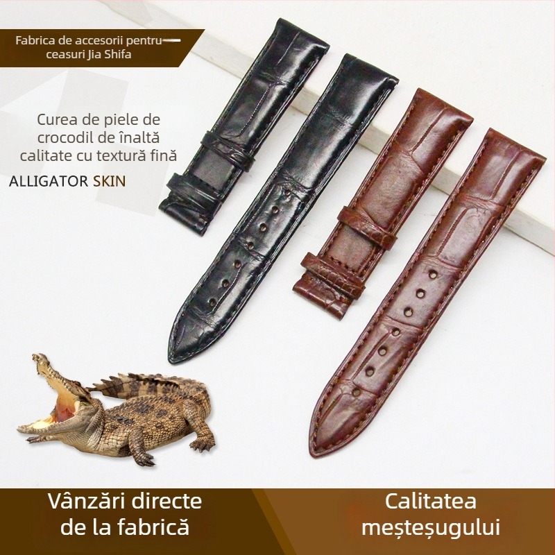 Brățară pentru ceas din piele naturală, textură pe o singură față de aligator, Shishifa, iarna 2023, stil business/elegant/lux