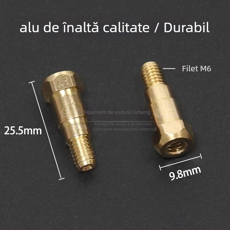 Accesorii pentru sudură cu protecție gaz: duză protecție, capac de duză, suport pentru tijă de conectare a duzei, cot; acoperire de cupru; sudură a diferitelor metale