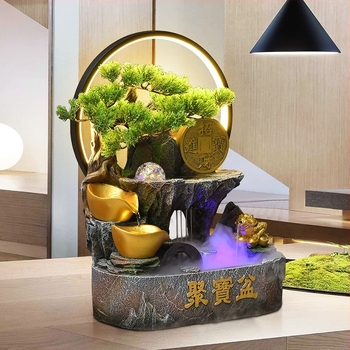 Decorațiune de birou cu cornucopie și apă circulantă, rășină, stil nou chinezesc, personalizabil