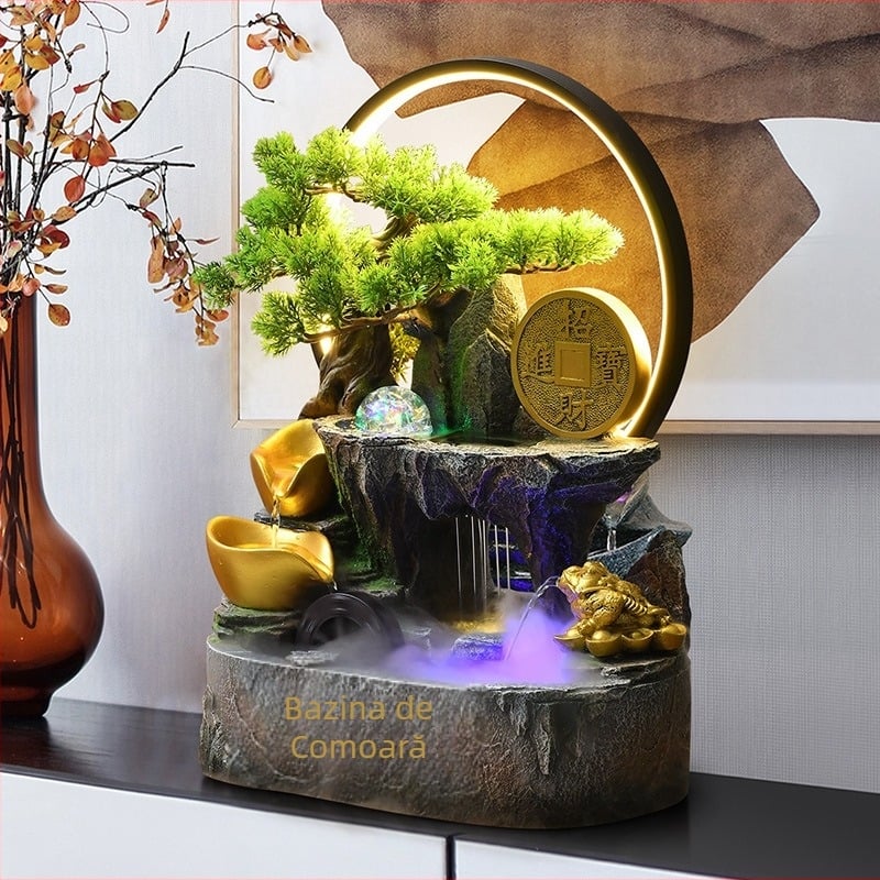 Decorațiune de birou cu cornucopie și apă circulantă, rășină, stil nou chinezesc, personalizabil