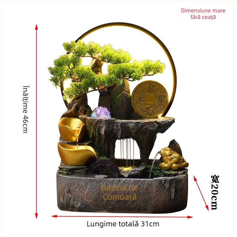 Decorațiune de birou cu cornucopie și apă circulantă, rășină, stil nou chinezesc, personalizabil