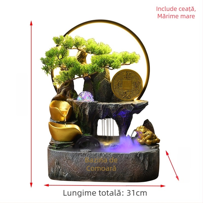 Decorațiune de birou cu cornucopie și apă circulantă, rășină, stil nou chinezesc, personalizabil