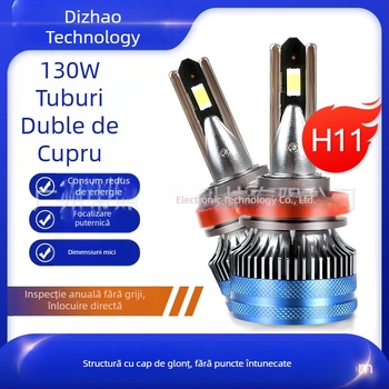 S35 130W LED faruri auto – formă glonț, conducte din cupru duble, compatibile cu H4/H7/H11, fascicul de fază joasă și ceață