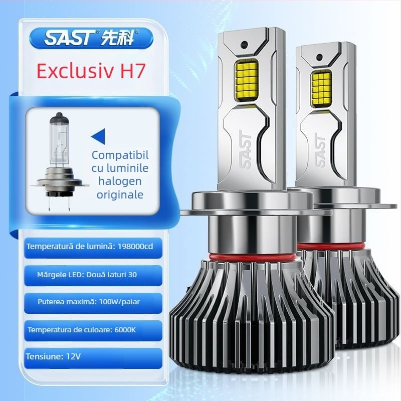 Far auto LED cu lentilă H471, lumini de aproape și departe, integrat, 90–100W, 12V