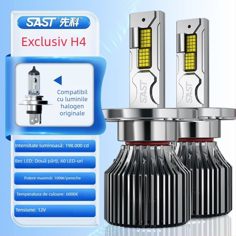 Far auto LED cu lentilă H471, lumini de aproape și departe, integrat, 90–100W, 12V