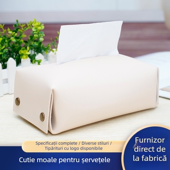 Cutie de șervețele din piele moale – piele PU + placă cu densitate înaltă, șervețele detașabile, multifuncțională, design modern minimalist
