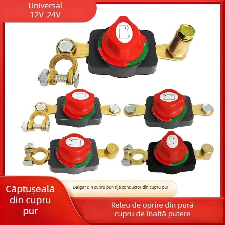 Cablu de prelungire pentru polul pozitiv al bateriei auto, întrerupător principal cu lamă, curent înalt, 125 mm