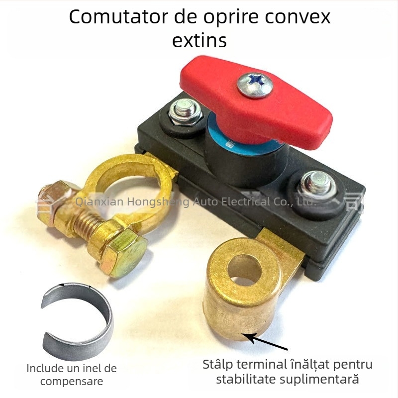 Cablu de prelungire pentru polul pozitiv al bateriei auto, întrerupător principal cu lamă, curent înalt, 125 mm