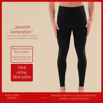 Pantaloni termici pentru bărbați, croială dreaptă, talie medie, țesătură din bumbac, elasticitate micro-bounce