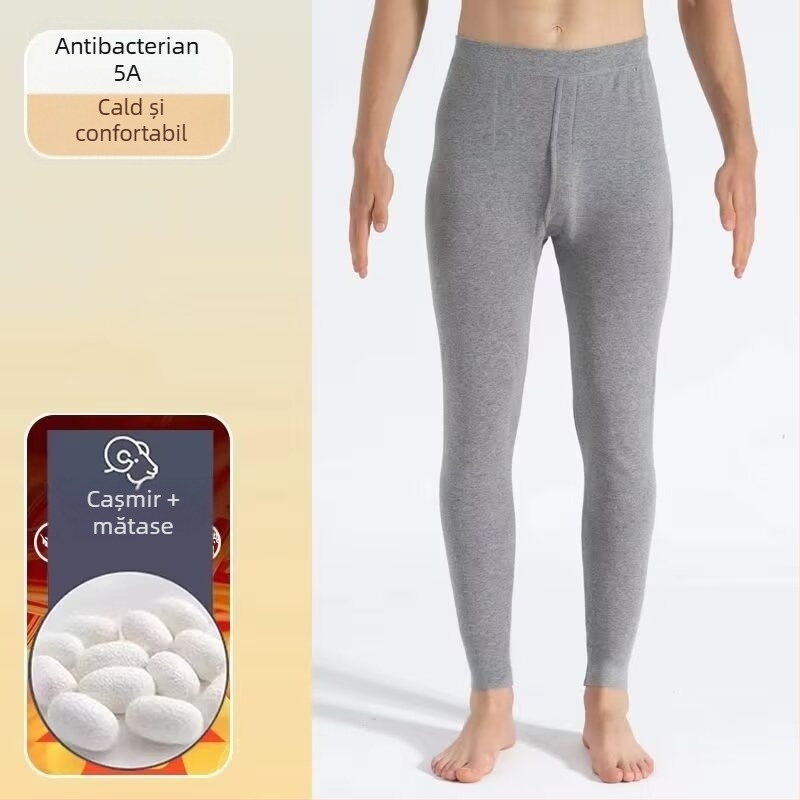 Pantaloni termici pentru bărbați, croială dreaptă, talie medie, țesătură din bumbac, elasticitate micro-bounce