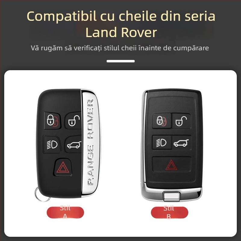 Carcasă pentru cheie Land Rover — compatibilă cu Range Rover Evoque, Discovery 4, Velar, Freelander 2, Defender (Material: aliaj de zinc; Brand: PCS; Stil: afaceri; Personalizare: Da)