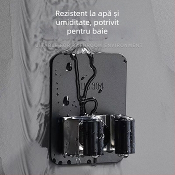 Cârlig autoadeziv pentru mop și suport pentru mătură, baie — oțel inoxidabil, Jinlongda, 60-70 g, stil: nou chinezesc