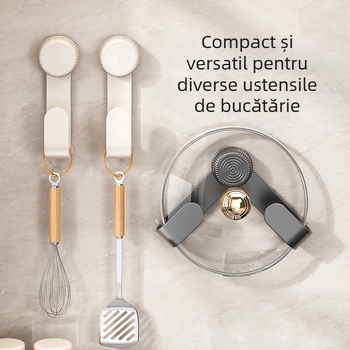 Suport pentru capace de oale cu ventuză, montat pe perete, fără găuri, multifuncțional, din plastic