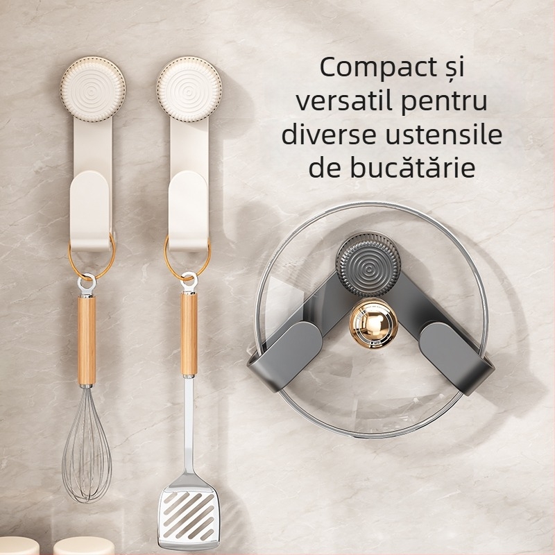 Suport pentru capace de oale cu ventuză, montat pe perete, fără găuri, multifuncțional, din plastic