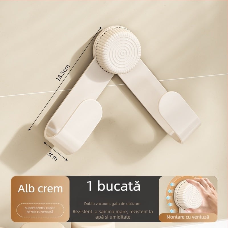 Suport pentru capace de oale cu ventuză, montat pe perete, fără găuri, multifuncțional, din plastic