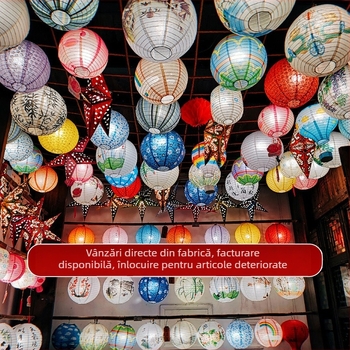 Lampion de exterior, din mătăs e, stil antic-retro clasic, formă neregulată, iluminare